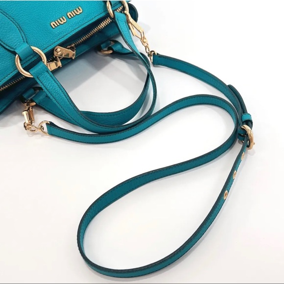 MIUMIU Handbag RN0757 2way Vitello Caribbean leather Women 100% Authentic - Picture 7 of 12